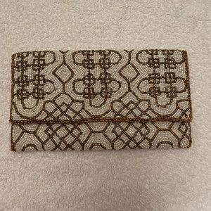 Vintage Gold and White Beaded Clutch